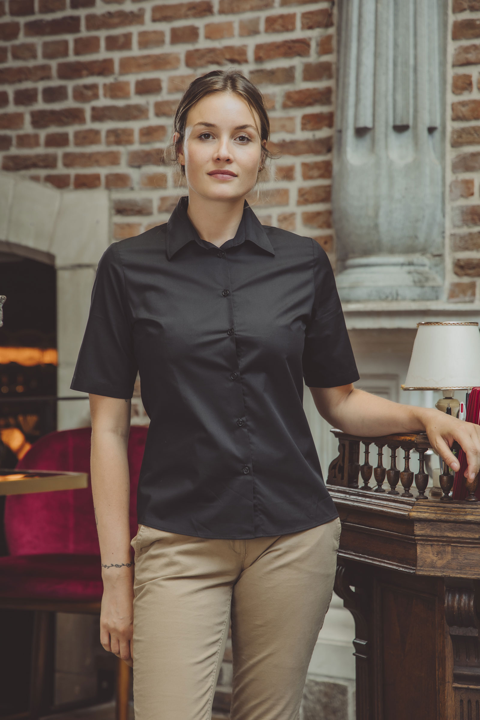 Chemise D'équitation Femme Aubrion – Taille L – Grise – Manches Courtes – Neuve