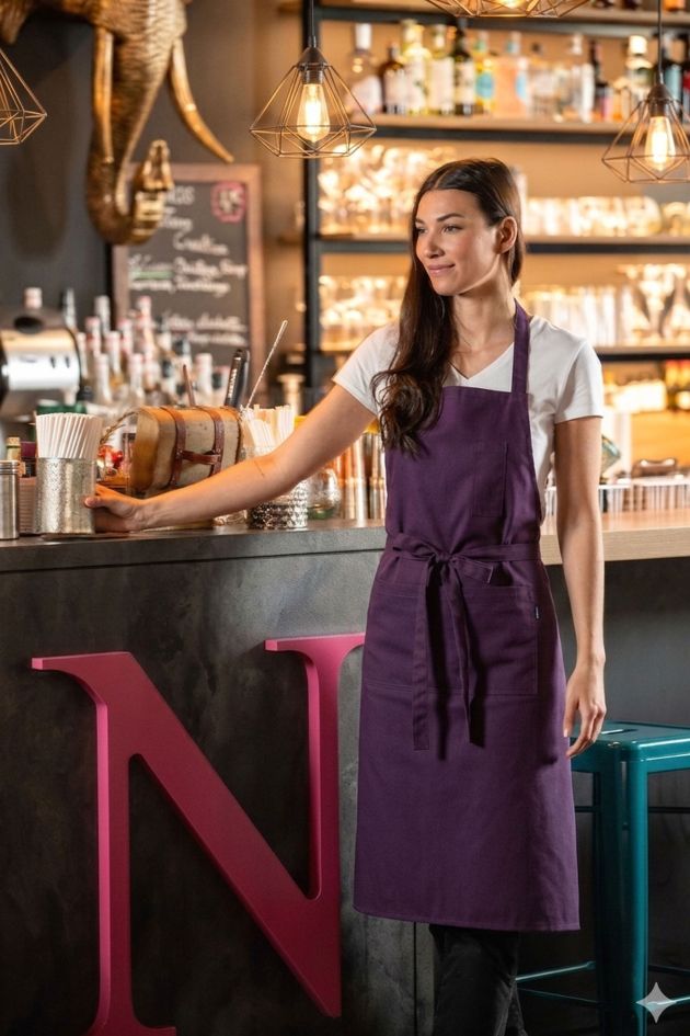 Tablier CEYLANY avec bavette - Prune