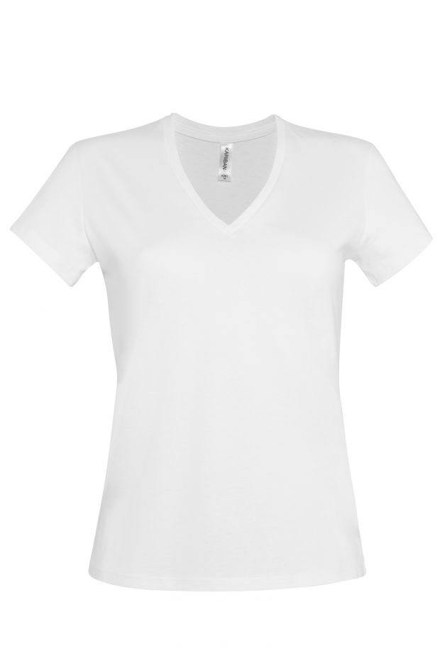 T-shirt blanc femme col V - BRADYA